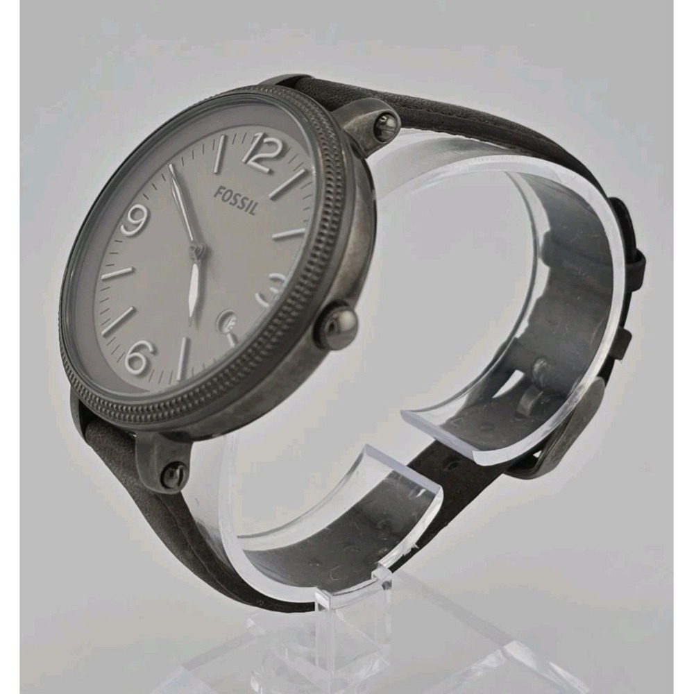 Fossil Quartz Watch ES3134 Women 42mm Silver Steel Leather Date - New Battery - Picture 2 of 6